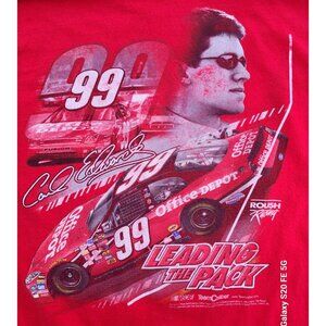 Vintage Carl Edwards 99 NASCAR Racing Office Depot XL Double Side Roush Red